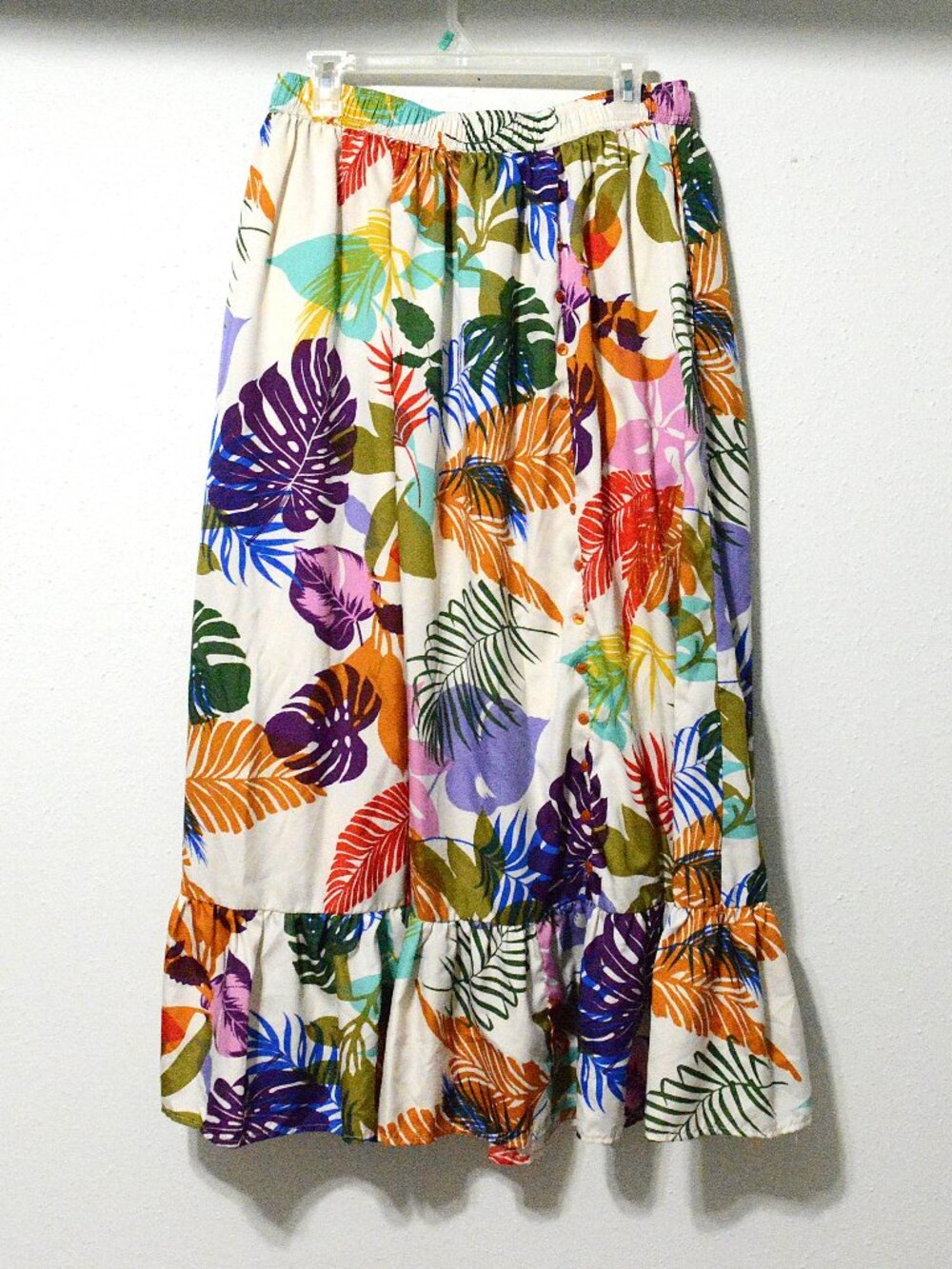 Colorful Tropical Print Gypsie Blu Live to be Free Resortwear Maxi Skirt size XL